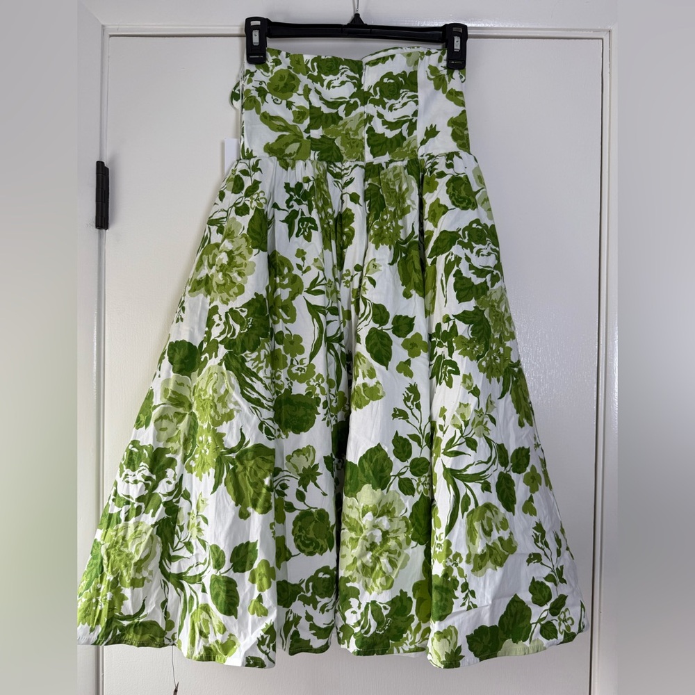 New! Reformation Buttercup Strapless Dress Green White Floral Fit & Flare Sz. 2 - Picture 10 of 15
